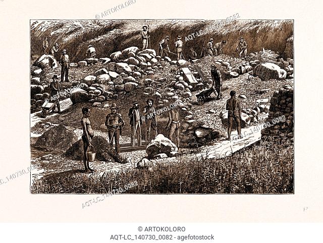 THE TRANSVAAL GOLD FIELDS, SOUTH AFRICA, 1875: DIGGERS AT WORK