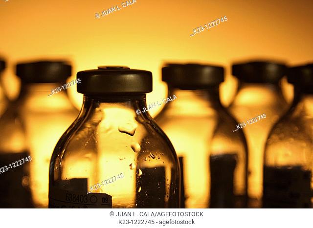 Closed bottles and warm background
