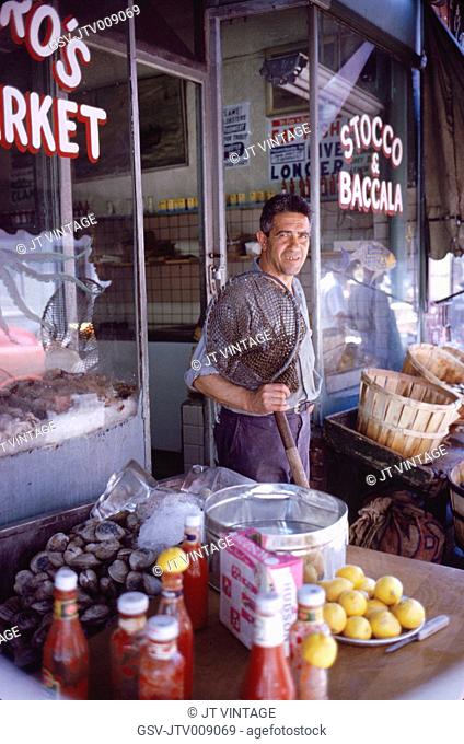 Fish Market Employee, Greenwich Village, New York City, New York, USA, August 1961