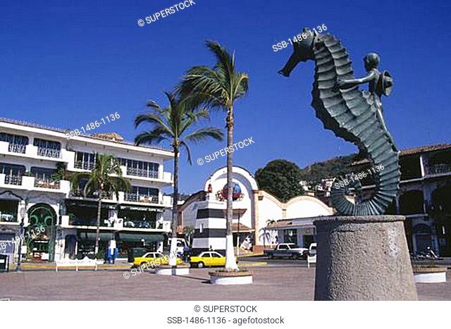 Statue in front of a building, Puerto Vallarta, Mexico
