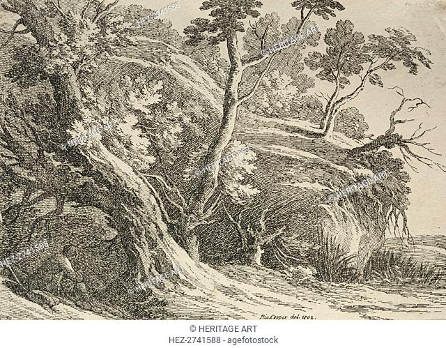 Specimens of Polyautography: Man Seated under an Oak, 1802. Creator: Richard II Cooper (British, 1740-aft 1814)