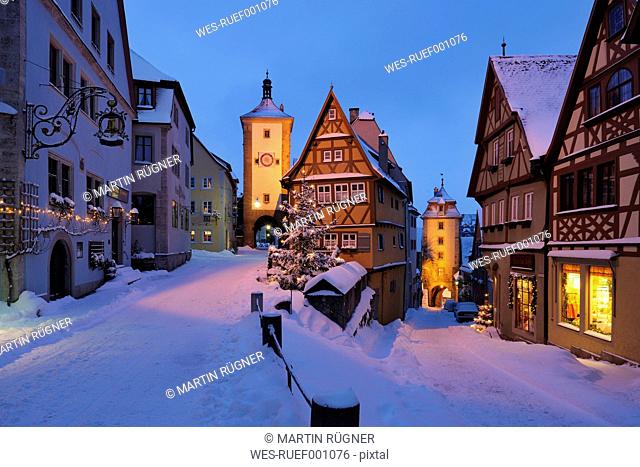 Germany, Bavaria, View of Sieber tower and Kobolzeller tower during winter