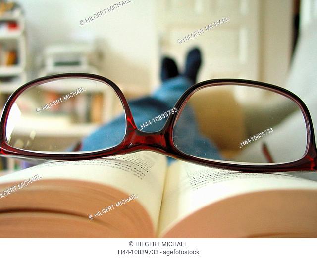Book, glasses, nap, sleeping, reading, close-up, detail, at home, relaxed, relaxing, Indoor, person, Kiel, Schleswig-H
