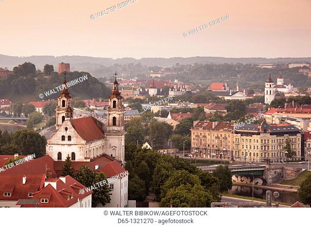 Lithuania, Vilnius, elevated view of St  Raphael's Church, dawn