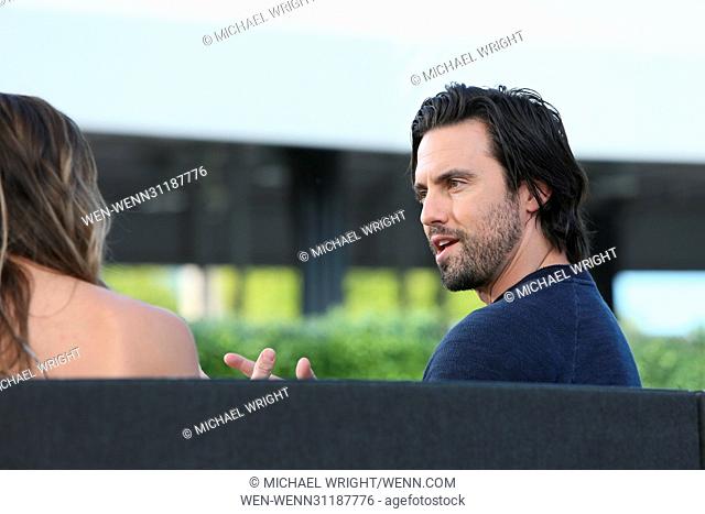 Milo Ventimiglia seen at Universal studios where he was interviewed by Renee Bragh for Extra Featuring: Milo Ventimiglia, Renee Bargh Where: Los Angeles
