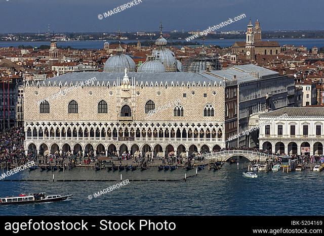 Canal Grande Doge's Palace with view over the city, Venice, Veneto, Italy, Europe