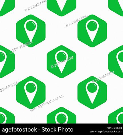 Vector blank map marker in hexagon, repeated on white background