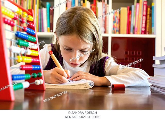 Girl doing homework