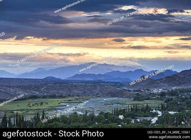 Cachi Town at sunset, Cachi Valley, Calchaqui Valleys, Salta Province, North Argentina