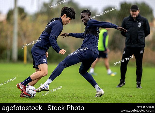 Gent's Hyunseok Hong pictured in action during a training session at the winter training camp of Belgian first division soccer team KAA Gent in Oliva, Spain