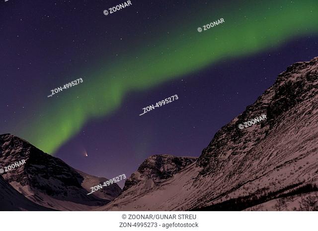 Northern lights and moonshine, Lapland, Sweden