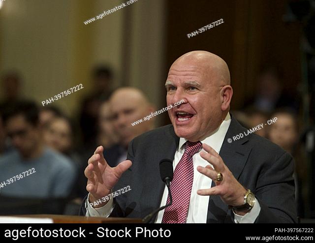 Lieutenant General H.R. McMaster (Ret.), Senior Fellow, Hoover Institution, on behalf of Stanford University, answers questions as he appears before the United...