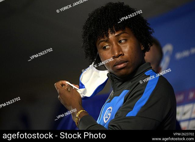 Genk's Angelo Preciado pictured before the start of a press conference of Belgian soccer team KRC Genk to present their latest transfer