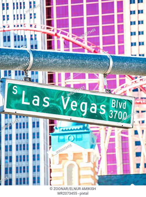 Las Vegas street sign on summer day