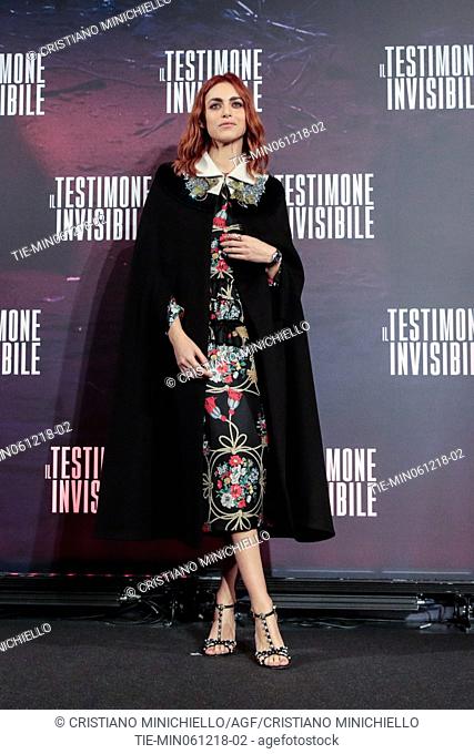 The actress Miriam Leone during the photocall of film Il testimone invisibile, Rome, ITALY-06-12-2018