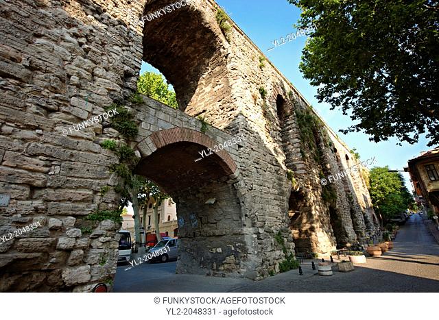 The Valens Aqueduct completed by Roman Emperor Valens in the late 4th century AD, it was restored by several Ottoman Sultans, Istanbul, Turkey