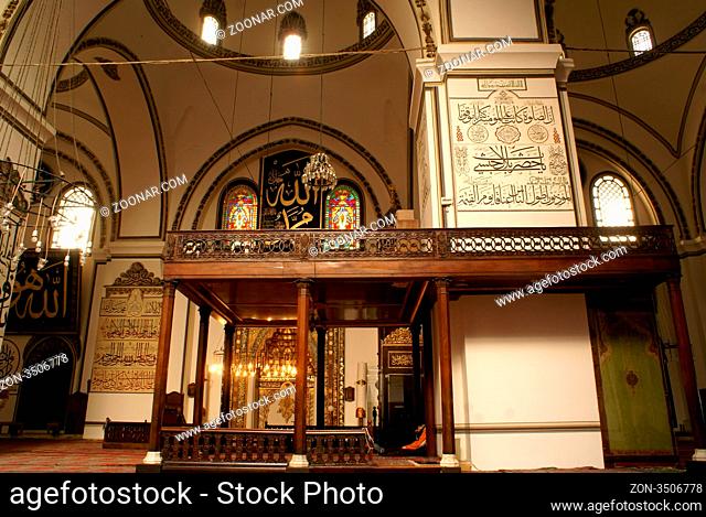 Column inside Eski Jami mosque in Bursa, Turkey