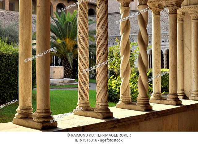 Columns, arcades, cloister, Basilica San Giovanni in Laterano, Rome, Lazio, Italy, Europe