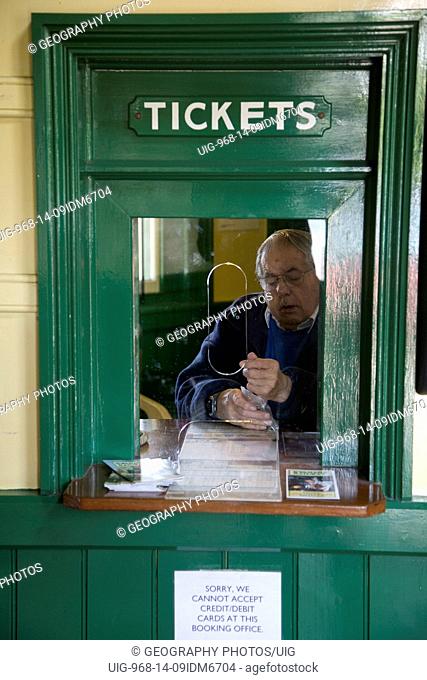 Station ticket office, Corfe Castle, Dorset England. The Swanage Railway is situated on the Isle of Purbeck in the south east corner of the picturesque county...