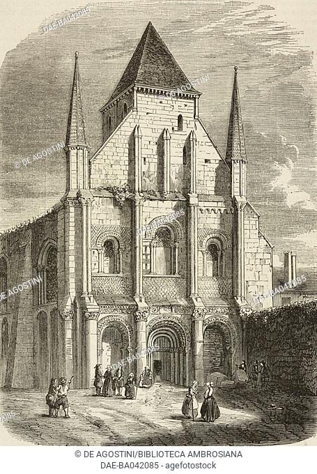 Church of Saint-Vincent abbey, Nieul-sur-L'Autise, France, illustration from L'Illustration, Journal Universel, No 516, Volume XXI, January 15, 1853