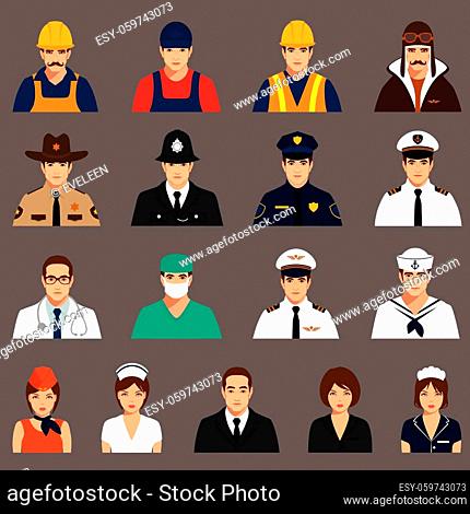 vector icon workers, profession people, cartoon vector illustration