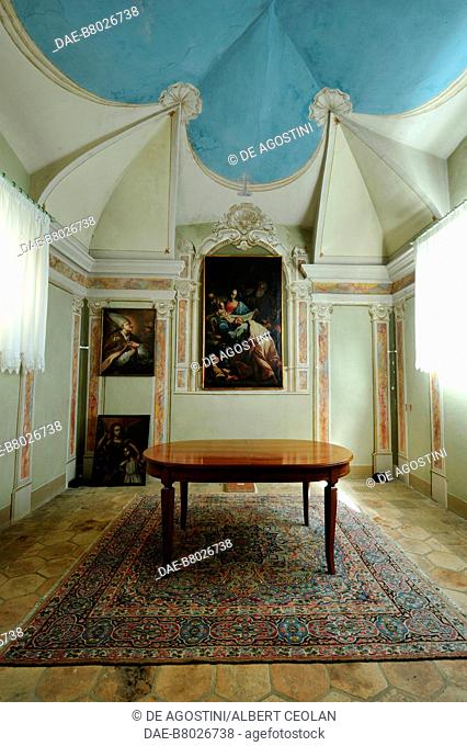 Hall with paintings in the Firmian Palace, Mezzocorona, Piana Rotaliana, Trentino-Alto Adige, Italy, 18th century
