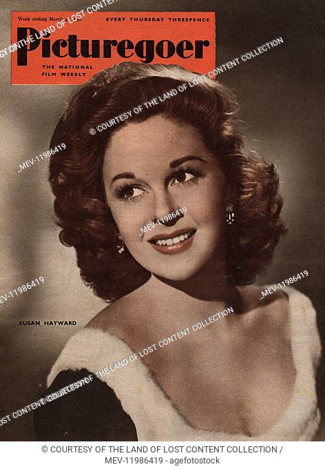 Picturegoer 4th March 1950 - 1950, front cover, Susan Hayward, film star, tricolour photograph