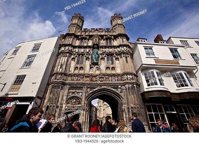 Christ Church Gate, Entrance To Canterbury Cathedral, Canterbury, Kent, Uk