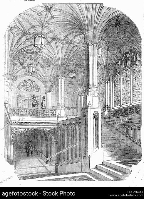 The New Houses of Parliament - Members' Staircase, House of Commons, 1854. Creator: Unknown