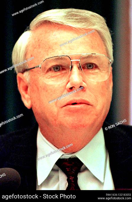 United States Representative Elton Gallegly (Republican of California), a member of the US House Judiciary Committee listens to testimony on the...