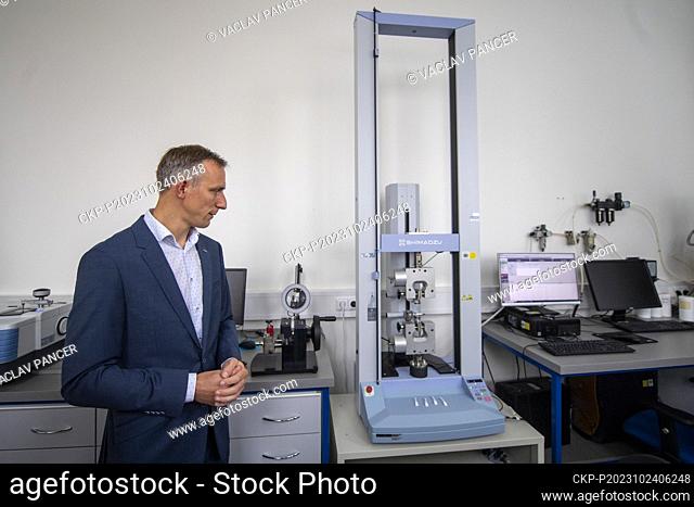 Martin Sedlacek, Head of Research and Development, in testing laboratory of the Silon company, which produces plastic compounds, Plana nad Luznici