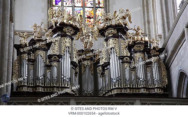 Interior, TILT up, CU. The sculptural decoration of the organ was made by two workshops between 1740 and 1760. It was restored