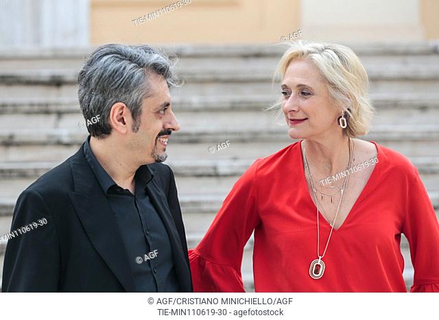 Massimo Coglitore, Caroline Goodall during 'The Elevator' film photocall, Rome 11/06/2019