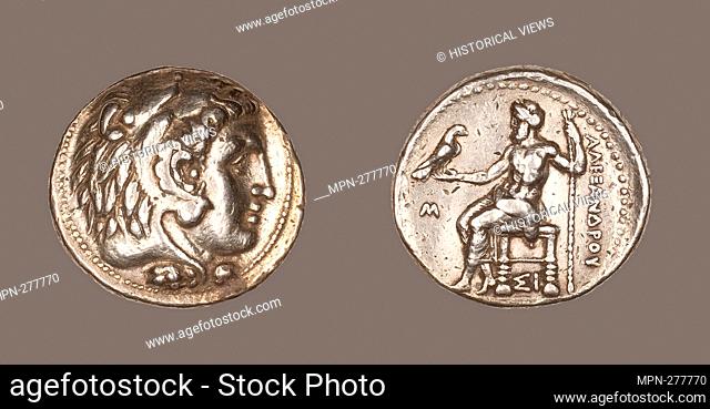 Author: Ancient Greek. Tetradrachm (Coin) Portraying Alexander the Great - 336/323 BC - Greek, Macedonia, minted in Sidon, Phoenicia. Silver