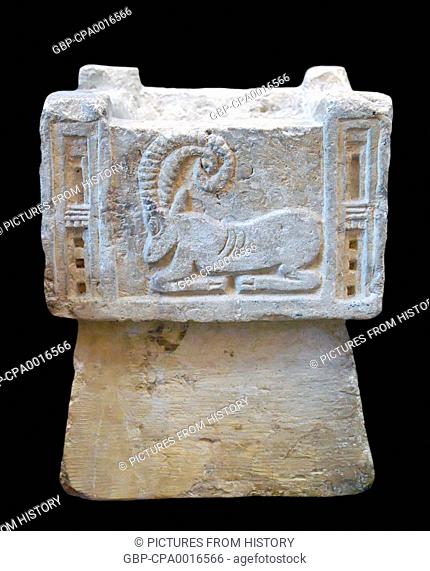 Yemen: Ancient South Arabian incense burner decorated with a bas-relief ibex, c. 200 BCE - 50 CE