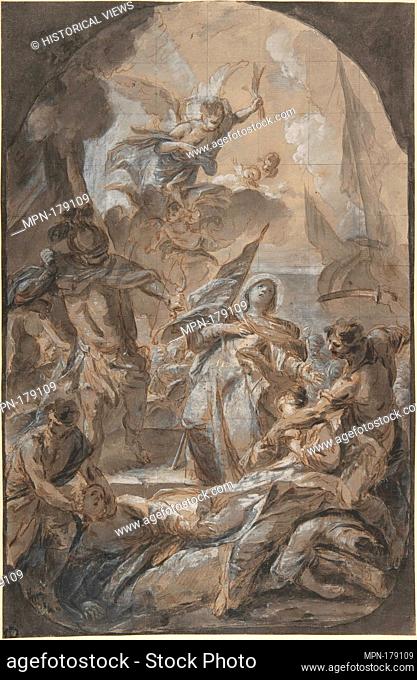 Martyrdom of Saint Ursula? Saint Paula?. Artist: Anonymous, Italian, Roman-Bolognese, 17th century; Date: 17th century; Medium: Pen and brown ink