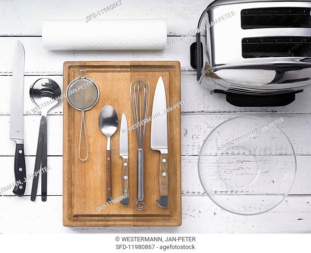 Kitchen utensils for making soused herring salad crostini