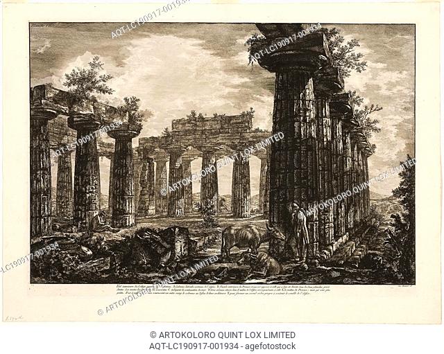 Interior view of the so-called College des Anfictions, from Different views of Paestum, 1778, Giovanni Battista Piranesi, Italian, 1720-1778, Italy