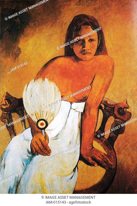 Femme a l'Eventail' Woman with Fan 1902. Oil on canvas. Eugène Henri Paul Gauguin 1848–1903 French Post-Impressionist painter