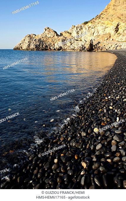 Greece, Chios Island, Emporio, the black pebble beach of Mavra Volia