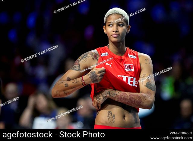 Turkey's Melissa Teresa Vargas pictured during a volleyball game between Turkey and Italy, Sunday 03 September 2023 in Brussels
