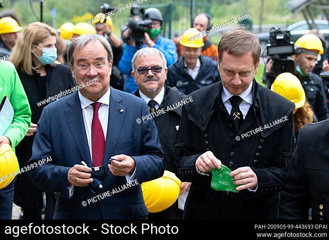05 September 2020, Saxony, Schwarzenberg: Michael Kretschmer (CDU, r), Prime Minister of Saxony, and Armin Laschet (CDU)