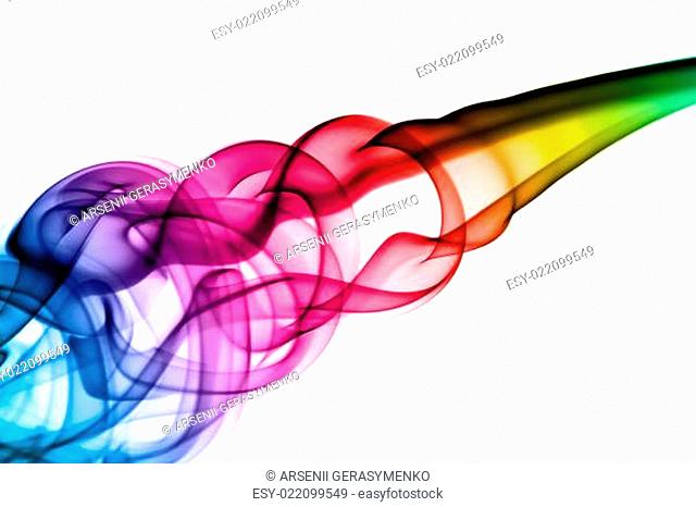 Bright colorful smoke Abstraction on white
