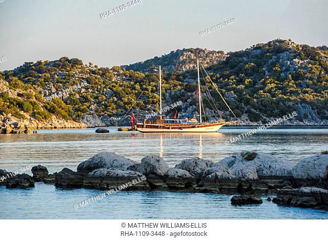 Gulet sailing boat cruise, Antalya Province, Lycia, Anatolia, Mediterranean, Turkey, Asia Minor, Eurasia