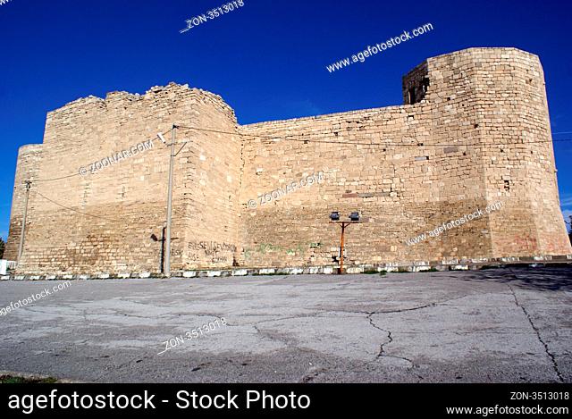 Wall of Karaman castle in town of Turkey