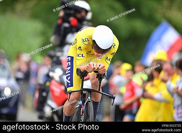 Dutch Mathieu van der Poel of Alpecin-Fenix pictured in action during the fifth stage of the 108th edition of the Tour de France cycling race, a 27