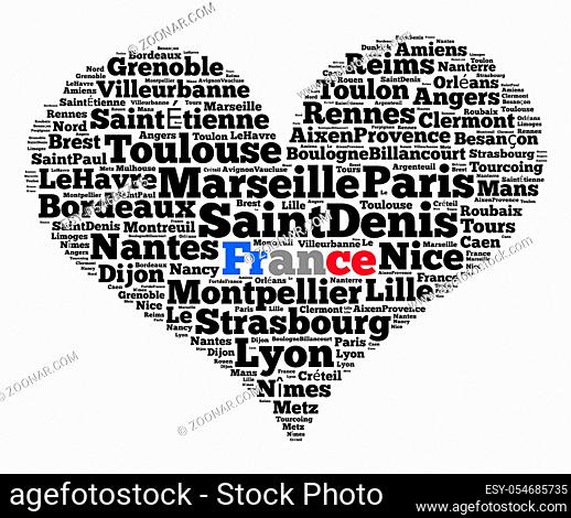 Localities in France word cloud concept