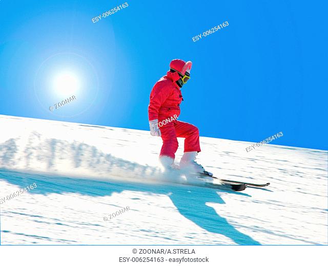 The young girl on skis