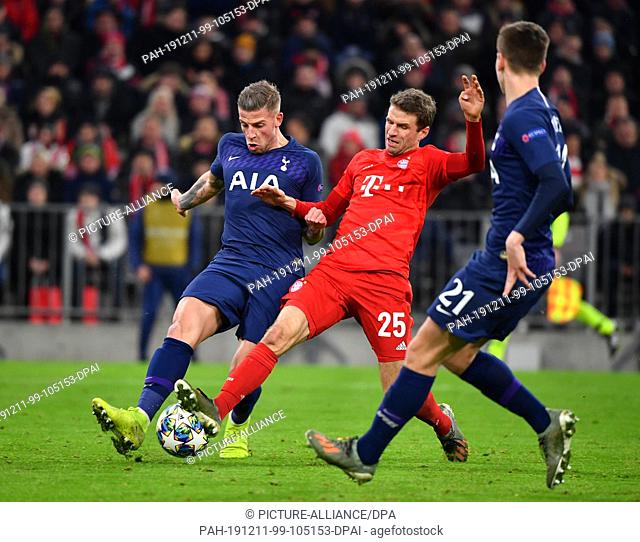 11 December 2019, Bavaria, Munich: Soccer: Champions League, Bayern Munich - Tottenham Hotspur, Group stage, Group B, 6th matchday in the Allianz Arena