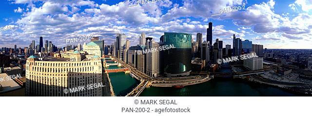 Cityscape with River, Chicago, Illinois, USA